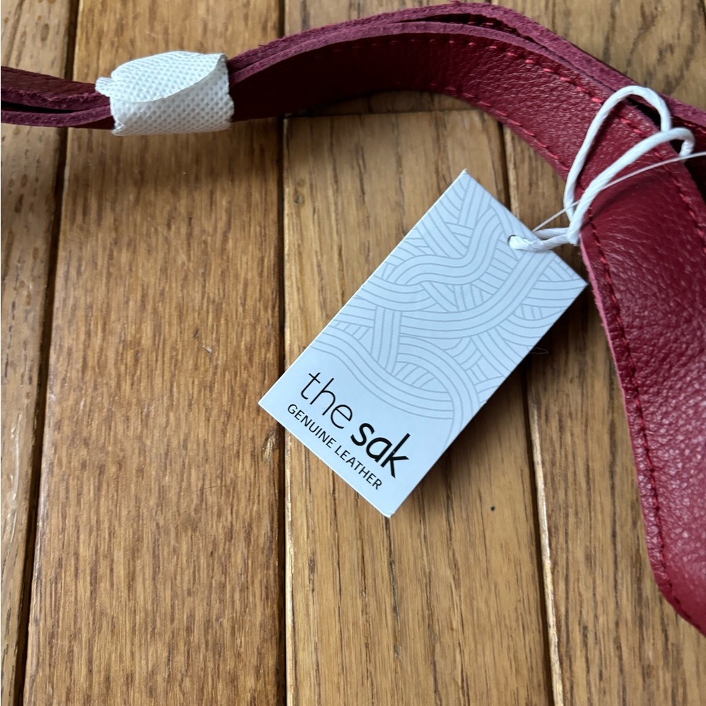 The Sak Red Leather Shoulder Bag with Whipstitch Trim - Picture 3 of 5